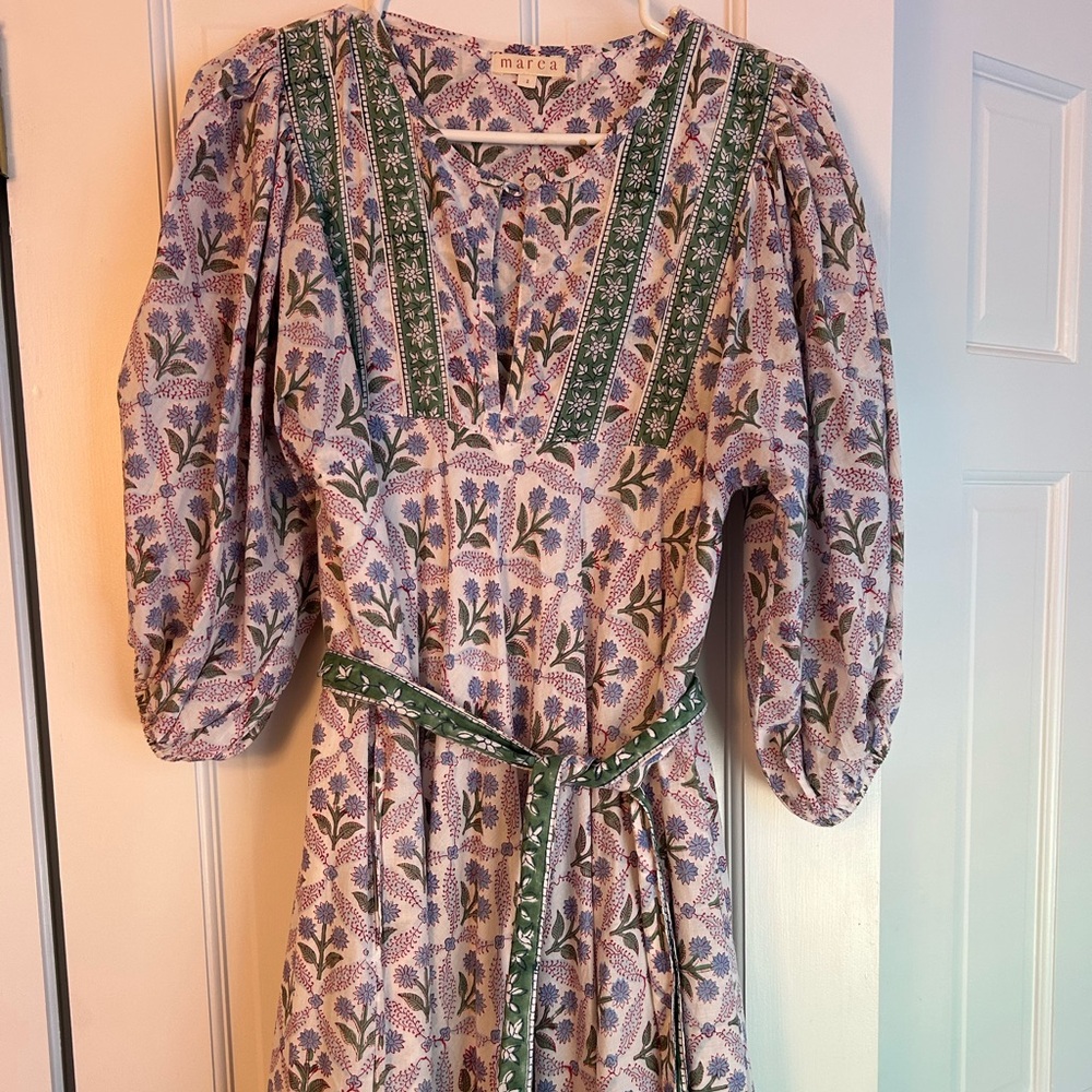 Marea Lavender and Green Floral house dress Long Sleeve